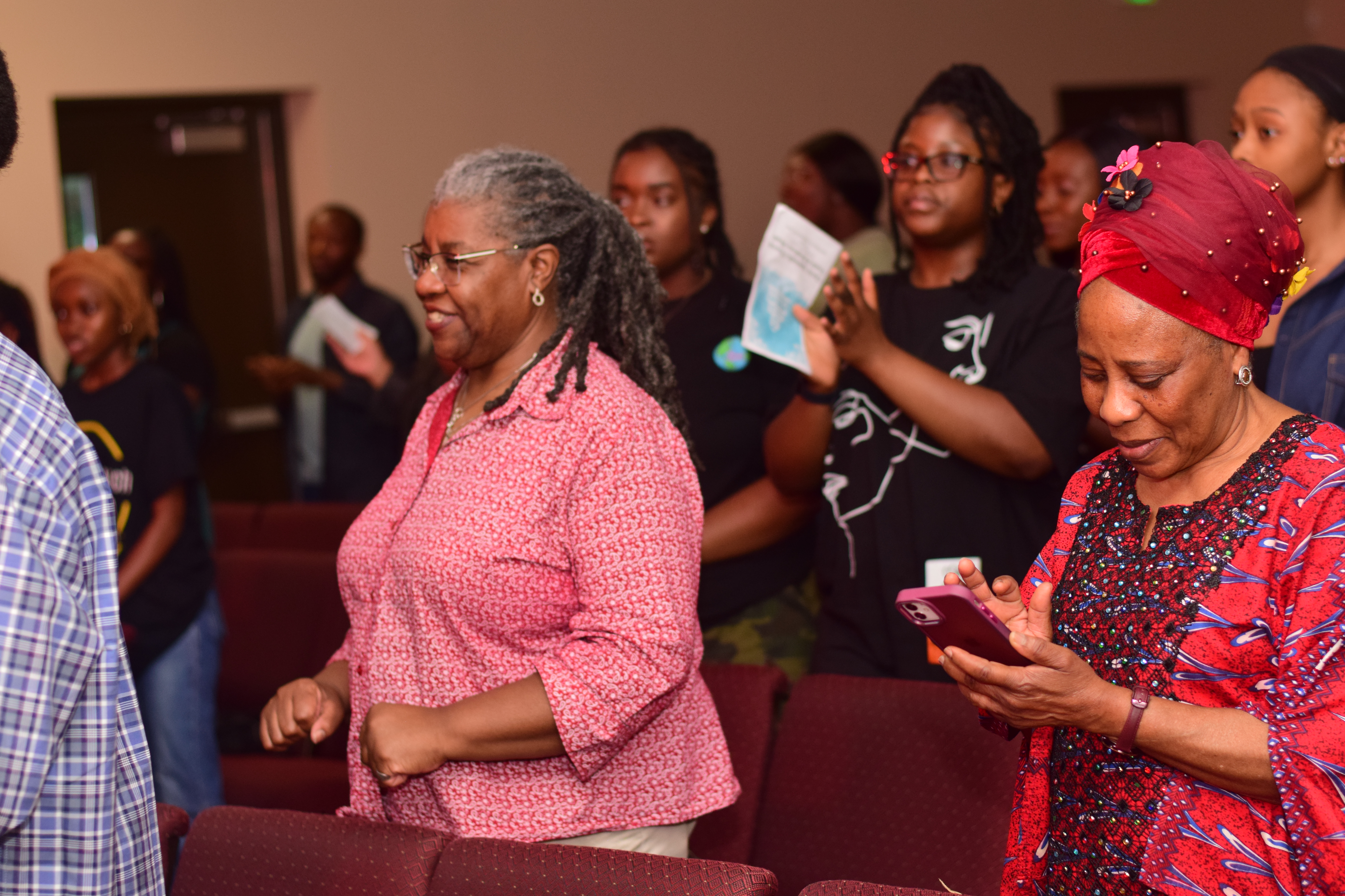 Church congregation in worship